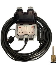 Outdoor Double Plug Socket Armoured Cable, Outdoor Extension Lead Heavy Duty 25M