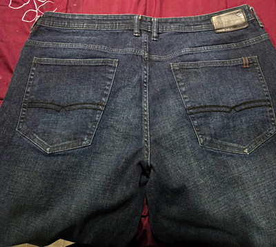 Jackson-X Men s Blue Dark Wash Straight Fit Stretch Denim Jeans 5-Pocket Logo