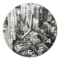 Runde Glasuhr Runde Glas-Wanduhr Vogelperspektive New York WeißE Zeiger Fi30 Cm