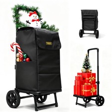 2-in-1 Grocery Cart with Wheels, Waterproof Removable Bag 57L, Foldable Shopp...