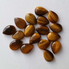 Pear Cab Cabochon Golden Tiger Eye 6x9mm Gemstone For Jewelry Making
