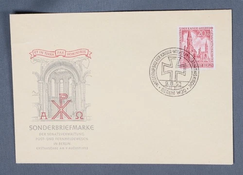 MayfairStamps Germany FDC 1953 Kaiser Wilhelm Church 20+10 First Day Cover aaw_7