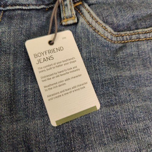 NWT Eddie Bauer Jeans Womens 12P Blue Boyfriend Relaxed Red Flannel Lined Chore - Picture 10 of 21