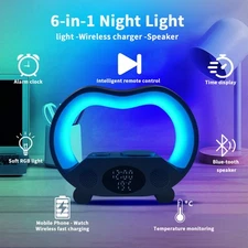 6-in-1 Smart LED Table Lamp | Bluetooth Speaker, Wireless Charger & Night Light