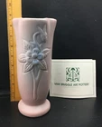 Van Briggle Pink Matte Art Pottery Vase w/ Embossed Flower Colo Spgs Te Co 8.5"