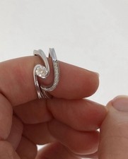 Vintage 14K White Gold Canadian Ice Diamond Engagement Ring and Wedding Band Set