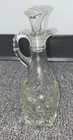 1960s Anchor Hocking Prescut Clear Pressed Glass 7.75" Vinegar Cruet & Stopper