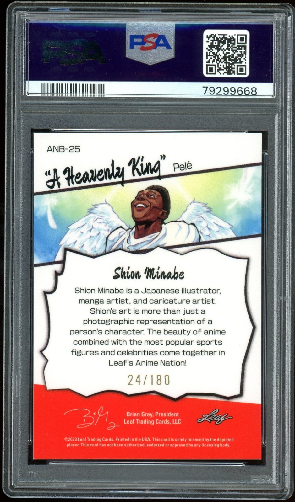 2025 Leaf Web Exclusives Pele Anime Nation #ANB25 /180 Psa 9 view 2
