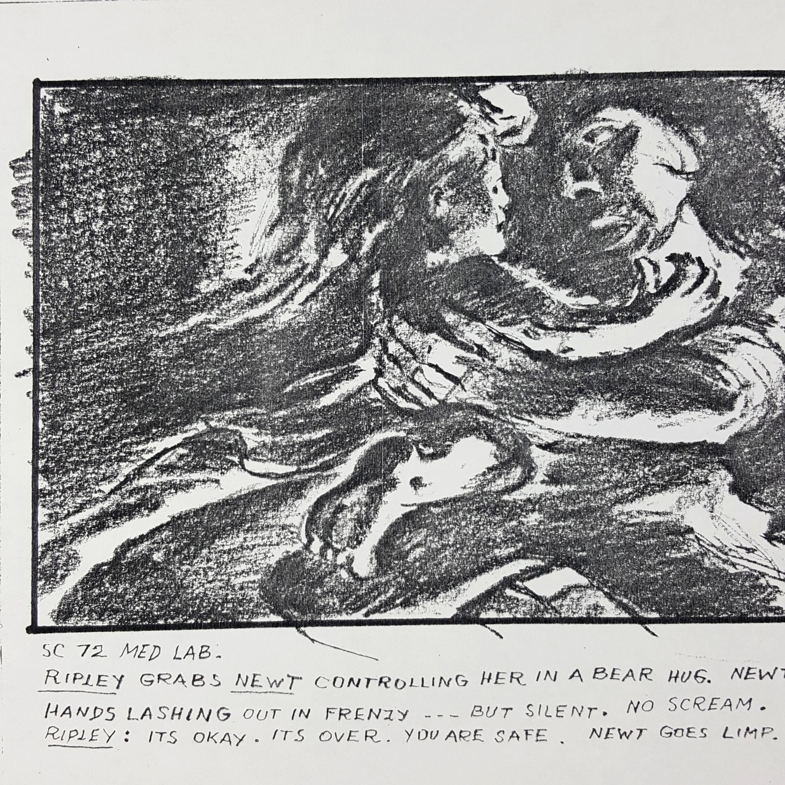 Image 3 of Aliens (1986) - Production Used Storyboard, Ripley Grabs Newt, Movie Prop COA