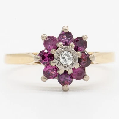 Gr. 50 - Zierlicher Rubin & Diamant 0,03 ct. Damen Ring in Gelbgold 750/18K - Bild 1 von 4