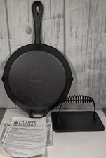 Cast Iron Philippe Richard Traditional 11" Broiler Skillet With Bacon Press New.