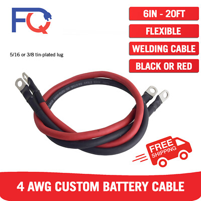 #ad 4 AWG Gauge Custom Battery Cable Copper Car Solar Power Wire Inverter RV Welding $38.50