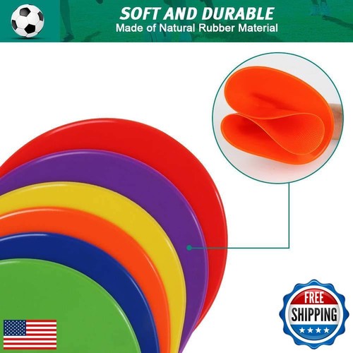 TuXHui Poly Spot Markers Flat Cones Rubber Floor Dots 9 Inch 12/18/24/30/36 P - Picture 3 of 5