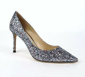 Silver Pink Blue Coarse Glitter Pump 41 