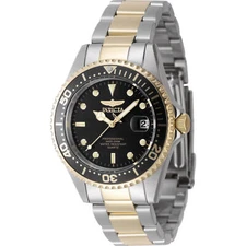 Invicta Men's Watch Pro Diver Black Dial Silver and Yellow Gold Bracelet 8934OB