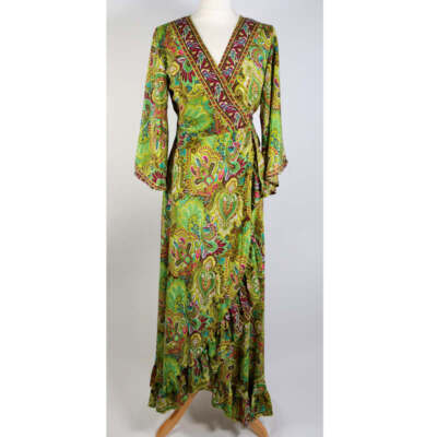 Green Fairy Long Wrap Dress S M L XL XXL 8 10 12 14 16 18 20 22 Party hippy  Boho | eBay