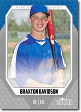 (12) BRAXTON DAVIDSON Atlanta Braves 2014 Rize PRODIGY Baseball Rookie RC LOT