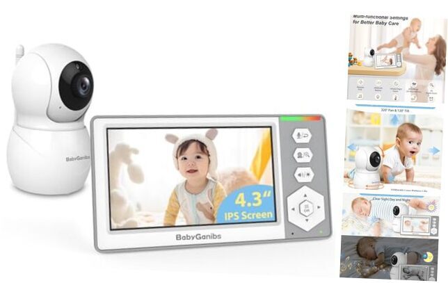 Baby Monitor with Camera and Audio, 4.3'' Video Baby Monitor with 1000ft BG1049-image