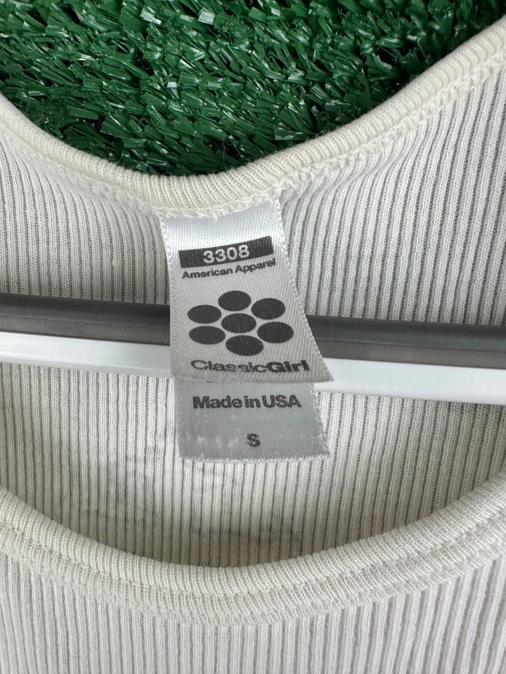 Camiseta sin mangas acanalada American Apparel clásica para niña S blanca personalizada Foto 3 de 4