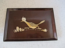 DRESSER TRAY, "ROADRUNNER", HANDPAINTED, MID-CENTURY MODERN IMPORT JAPAN, VG