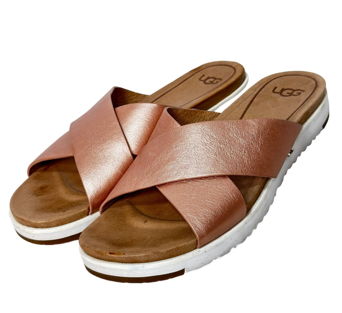 Sandali UGG Ugg Kari infradito incrociati pelle metallizzata tomaia donna taglia 9