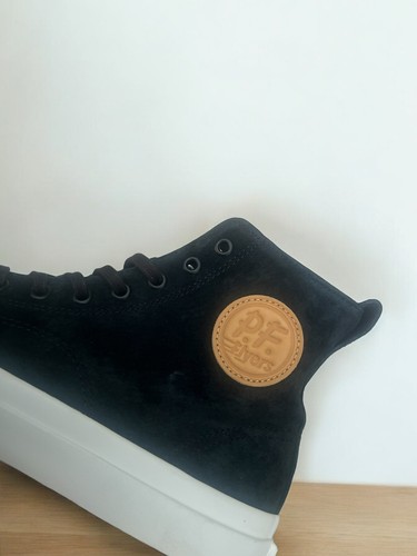 PF Flyers Vulcanized Posture foundation Black Suede unsex W9.5/M8 Hi top Shoe - Picture 14 of 14
