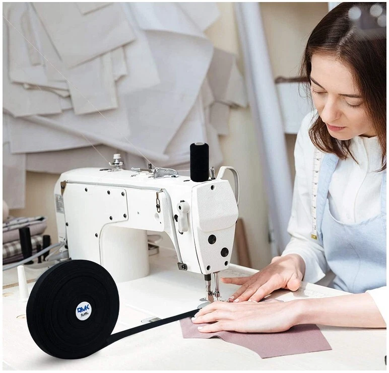 Cinta de sarga negra 100 % algodón puro RolMKa 50 yardas 1/2 pulgada suave Foto 3 de 4