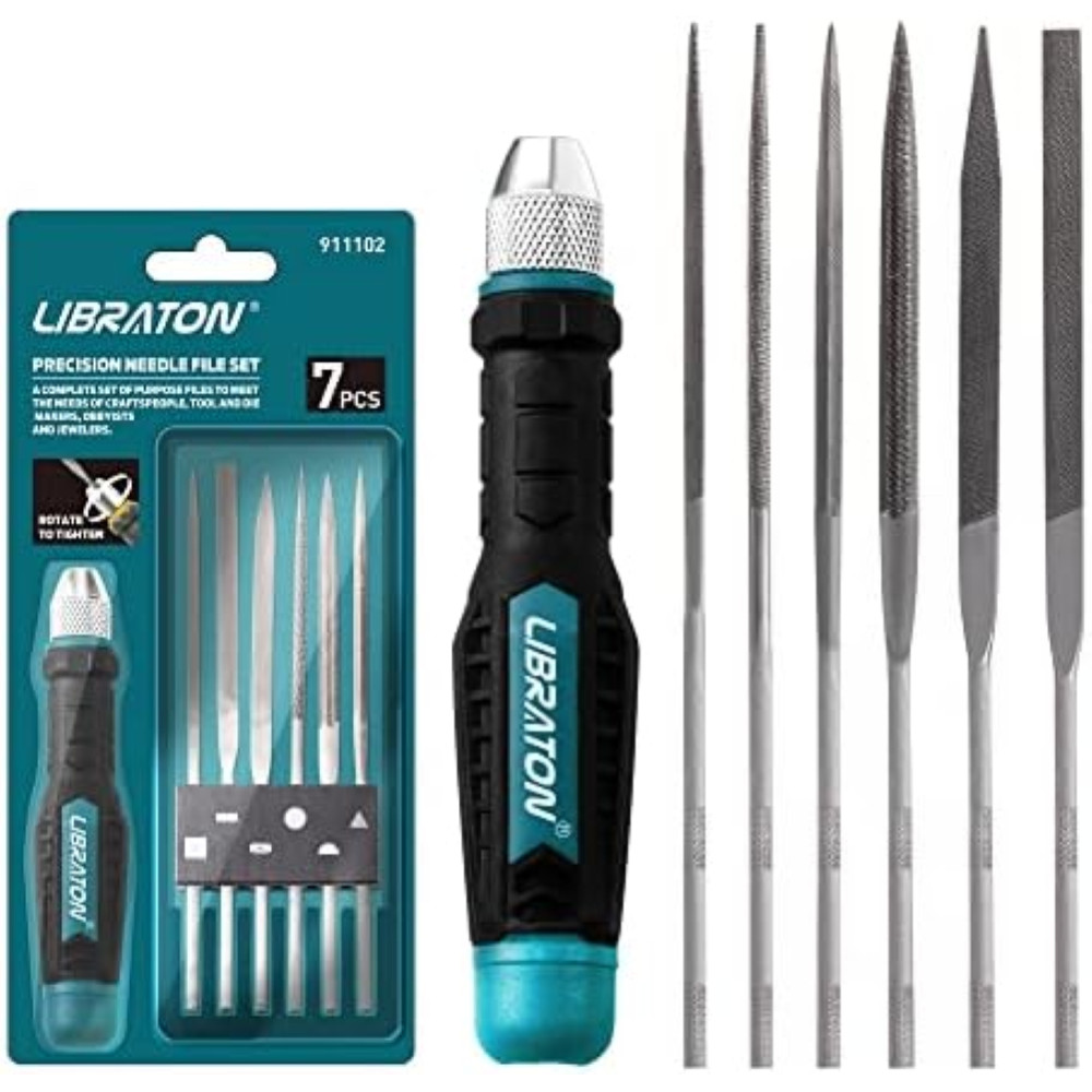 Libraton 7 Pezzi Set Lime ad Ago Intercambiabili, Set di Raspe 140m Set Lime e R - 1