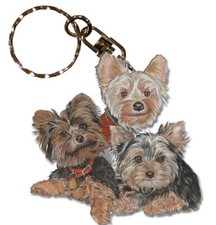 Yorkshire Terrier Yorkie Keychain Wooden