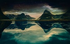 Landscape nature milford sound new zealand mountains Custom Gaming Mat Desk