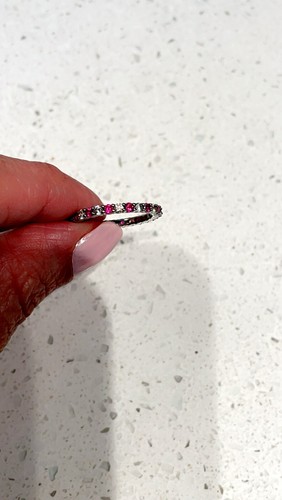 BERRICLE Eternity RUBY / Sterling CZ Ring Size 5 !! RED and CZ Diamond - Picture 4 of 4