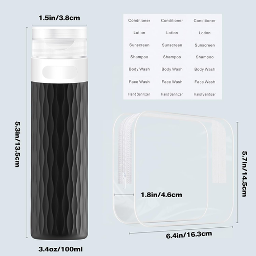 Travel Bottles for Toiletries, TSA Approved 3.4oz Travel Size Containers, BPA Fr - Picture 4 of 7