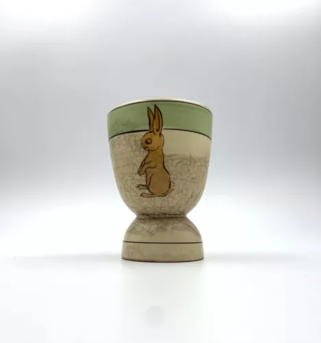 Roseville Rabbit Egg Cup Juvenile Creamware Crazing Crack