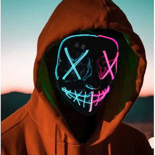 Neon Stitches LED Mask Wire Light Up Costume Purge Party Halloween Masks AU - Picture 2 of 23