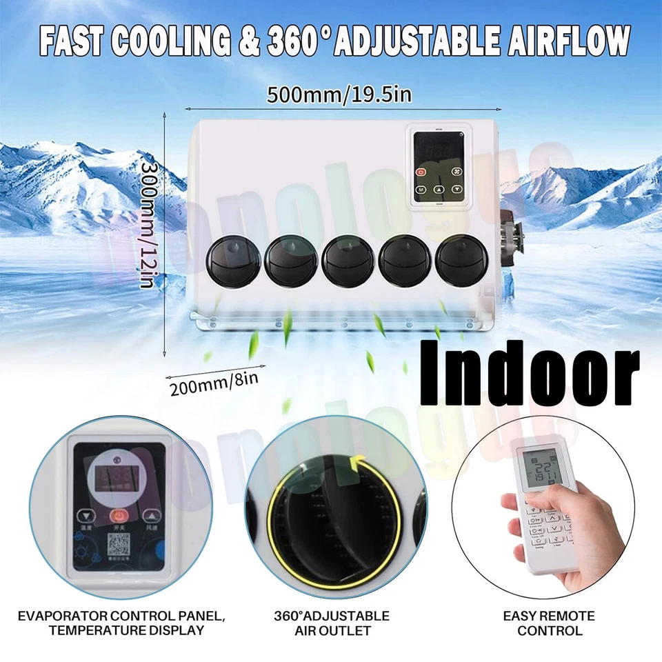 12V Air Conditioner 12000BTU Mini Split DC Low Noise for Semi Trucks Car RV Vans - Image 4 of 4