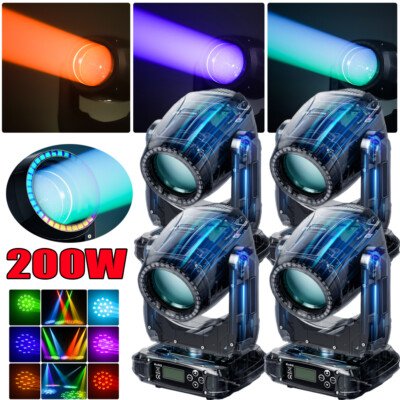 200W Moving Head LED Light RGBW Gobo Beam Stage 8 Prism DJ Lights Disco Show DMX