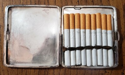 Sterling Silver .950 Cigarette Case Vintage Engraved Japanese