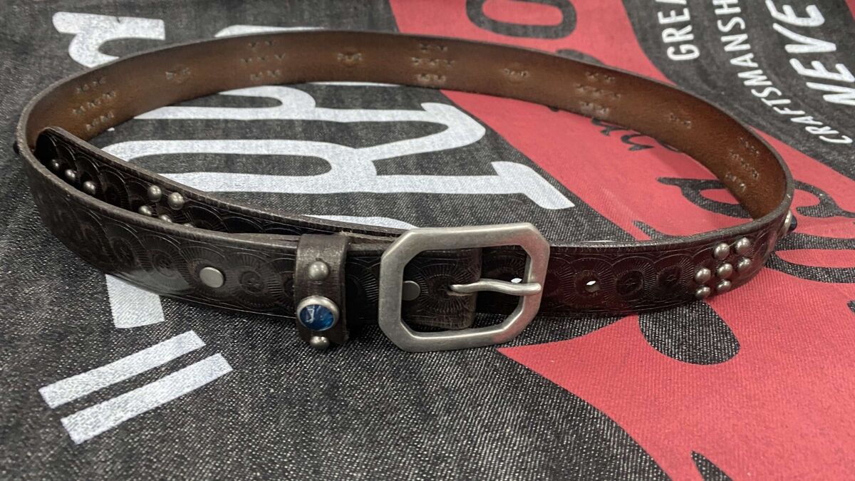 RRL Double RL Distressed Studded Leather Western Belt | eBay RRL Double RL Distressed Studded Leather Western Belt | eBay