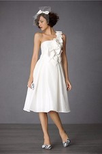 BHLDN Anthropologie Ivory Afternoon Social Wedding Dress Size 2 One Shoulder