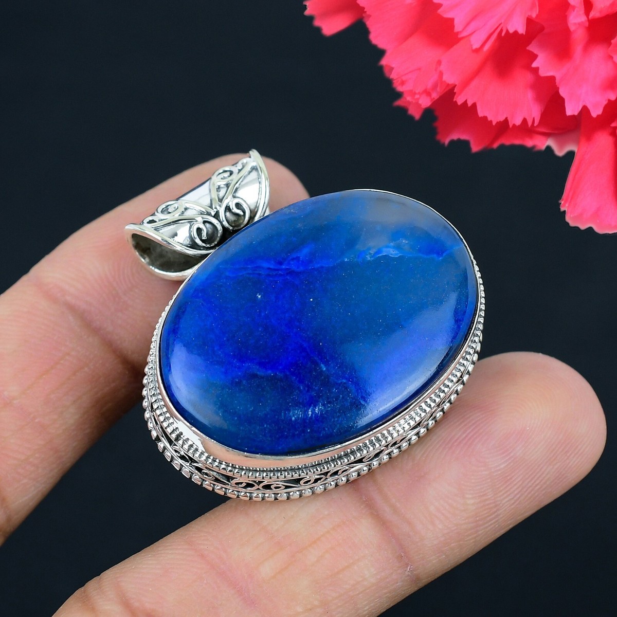 Lapis Lazuli Gemstone 925 Sterling Silver Handmade Bezel Set