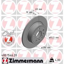 ZIMMERMANN 2x Bremsscheibe hinten Ø286 mm Voll für Saab 9-5 Kombi YS3E 2.0 T