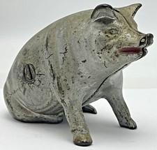 Figura Antigua Original Cerdo Sentado Hierro Fundido Moneda Alcancía Todavía