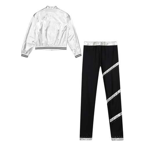 Kids Girl's Tracksuits Hip-hop Sweatshirt Tights Set Stage Jacket With Pants - Picture 37 of 45