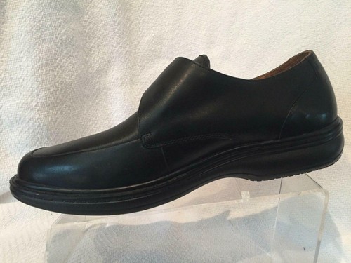 Dr Comfort Leader Black Leather Monk Strap Apron Toe Loafer Mens 9 XW Extra Wide - Picture 2 of 11