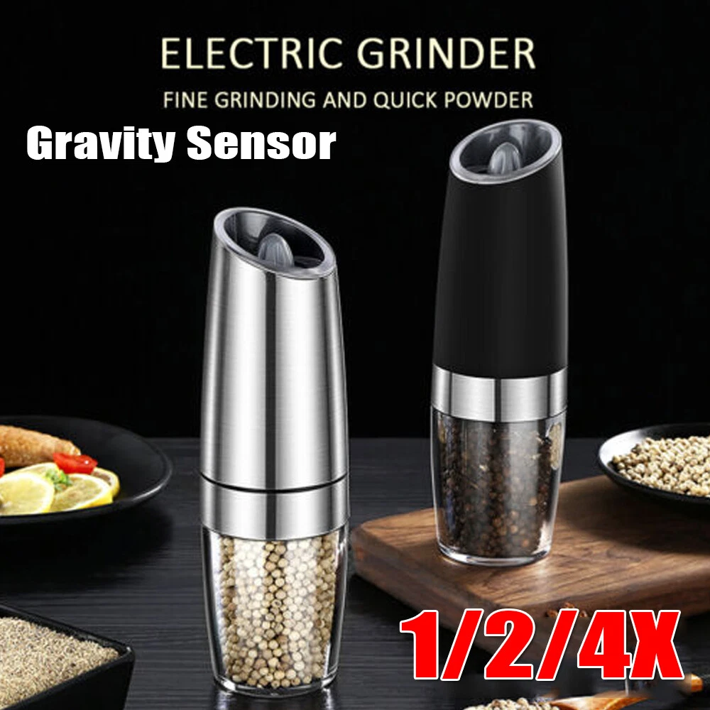 Electric Salt And Pepper Grinder Set With LED Light Automatic Adjustable  Coarseness Gravity Sensor Mills Kitchen Tool