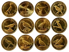 Turkey Anatolian Bird, 12 Pcs, SET, 1 Kurus 2021, UNC, Bronze Metal Coins