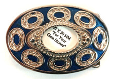 Vintage Silvertone With Blue Background Metal Belt Buckle For 22x30 mm Stone