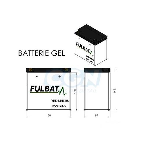 Batterie gel Fulbat YHD14HL-BS 12V performance démarrage hiver