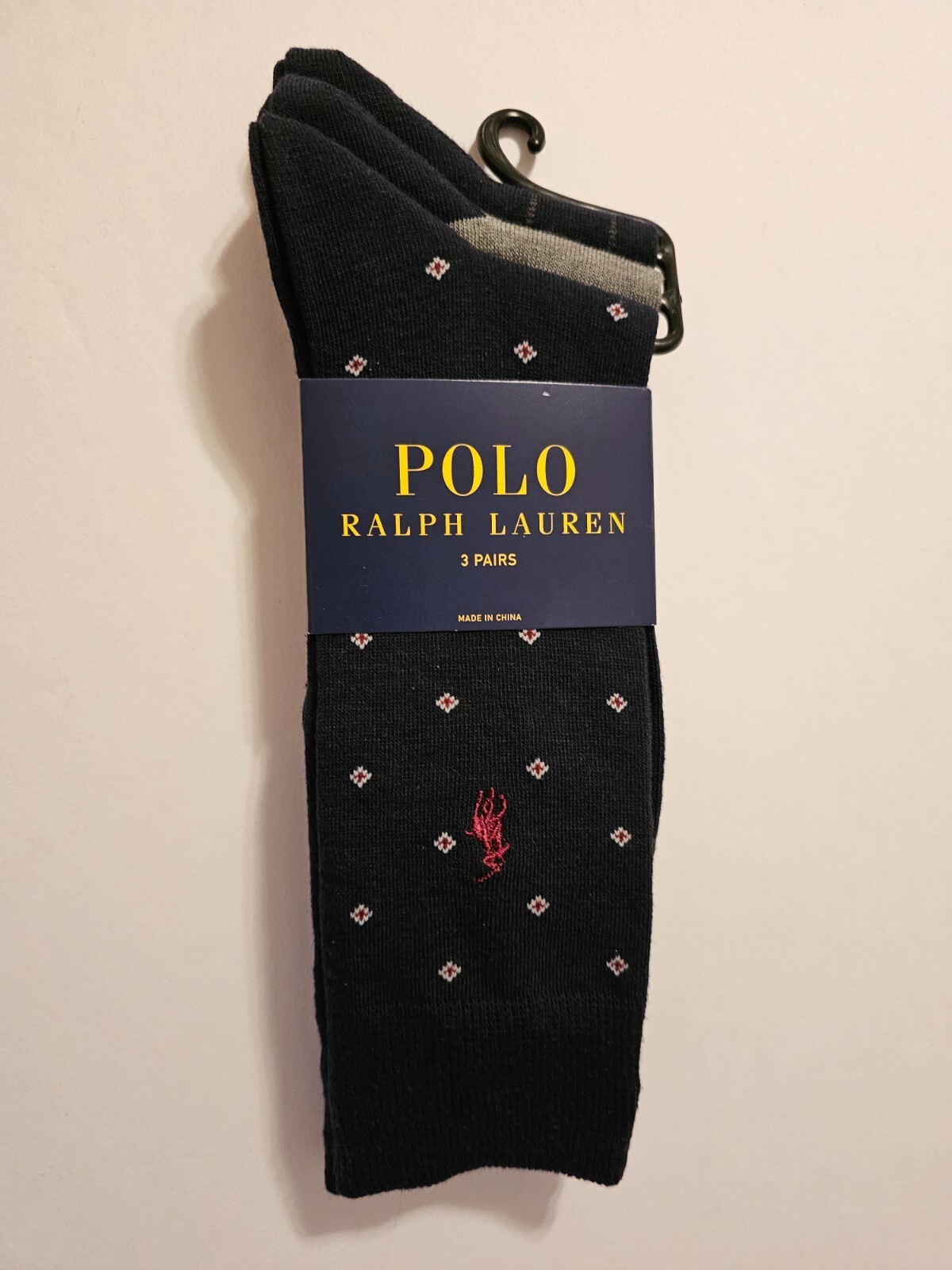 Calze uomo 3 Pr Polo Ralph Lauren taglia 10 13 nero grigio bordeaux pony righe tinta unita