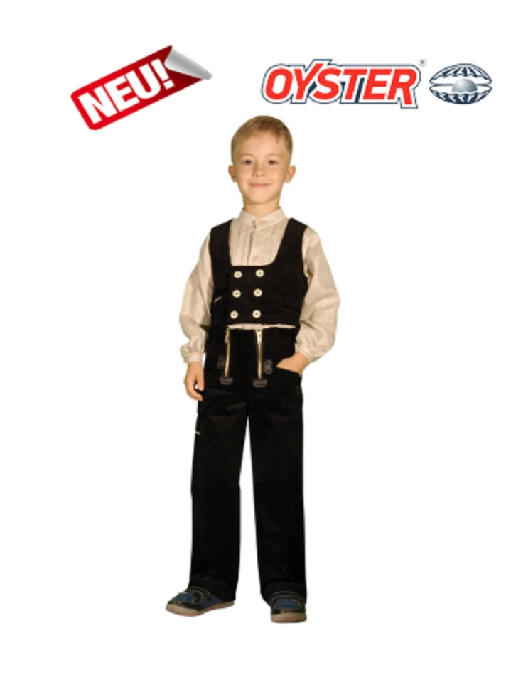 Kinder Zunfthose + Weste Timas Trenkercord schwarz Oyster Gr 98-176